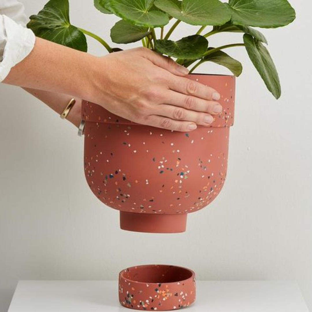 Large Resin Terrazzo Pot and Saucer