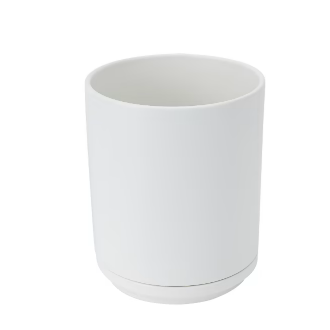 White ceramic pot with saucer