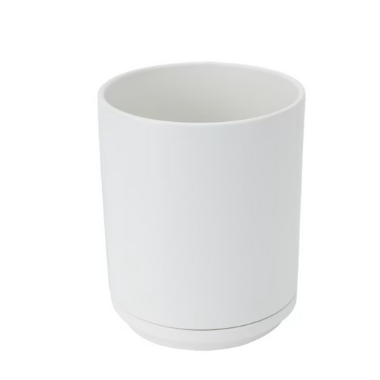 White ceramic pot with saucer